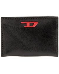 DIESEL - Leather Bi-fold Wallet With Red D Plaque - Lyst