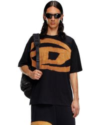 DIESEL - T-shirt With Bleached Oval D Logo - Lyst