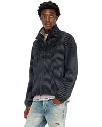 DIESEL - Nylon Pinstripe Jacket With Phoenix Embroidery - Lyst