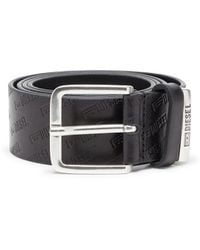 DIESEL - 4 Cm Leather Belt With All-Over Embossed Logo - Lyst