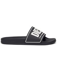 DIESEL - Rubber Slides With Embossed Logo - Lyst