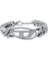 DIESEL - Stainless Steel Oval D Glitz Chain Bracelet - Lyst