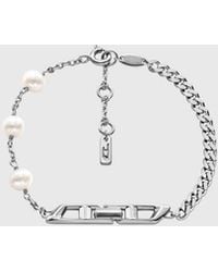 DIESEL - Sterling And Pearl Chain Bracelet - Lyst