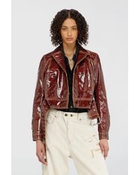 DIESEL - Patent-Leather Jacket With Large Belt - Lyst