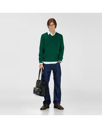 DIESEL - Wool V-Neck Jumper With Neck Logo - Lyst