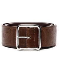 DIESEL - Leather Belt With All-over Debossed Logo - Lyst