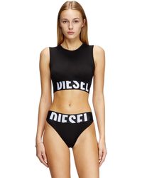 DIESEL - Cropped Tank Top With Cut-Off Logo - Lyst