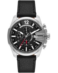 DIESEL - Baby Chief Chronograph Black Denim And Leather Watch - Lyst