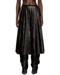 DIESEL - Distressed Pleated Midi Skirt - Lyst