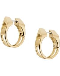 DIESEL - Tone Stainless Steel Hoop Earrings - Lyst