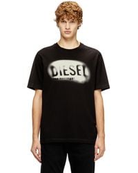 DIESEL - Light Cotton T-Shirt With Faded Logo - Lyst