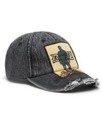 DIESEL - Denim Baseball Cap With Patch And Frayed Details - Lyst