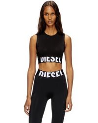 DIESEL - Cropped Tank Top With Cut-Off Logo - Lyst