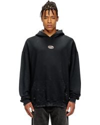 DIESEL - Hoodie With Cut-Out Metal Oval D - Lyst
