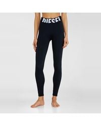 DIESEL - Microfibre Leggings With Cut-Off Logo - Lyst