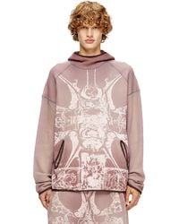 DIESEL - Sweat-shirt à capuche délavé en tissu gaufré avec imprimé graphique - Lyst