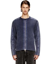DIESEL - Cardigan zippé avec bandes de manches en denim - Lyst