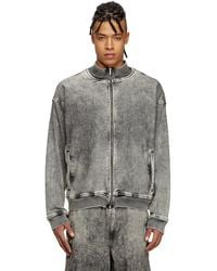 DIESEL - Track Denim Zip-Up Sweater With Oval D - Lyst