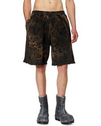 DIESEL - Distressed Shorts With Marbled Effect - Lyst