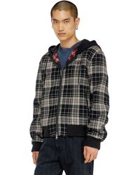 DIESEL - Check-Flannel Bomber Jacket With Teddy Interior - Lyst