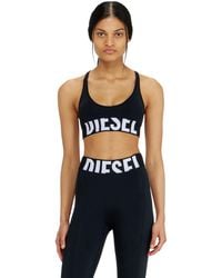 DIESEL - Microfibre Sports Bra With Cut-Off Logo - Lyst