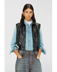 DIESEL - Bomber Vest With Distressed Effect - Lyst