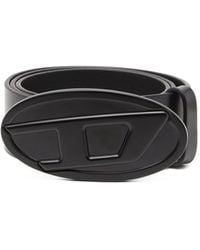 DIESEL - 4Cm Leather Belt With Oval D Plaque - Lyst