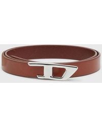 DIESEL - 2 Cm Leather Belt With Metal D Buckle - Lyst