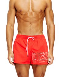 DIESEL - Mid-Length Swim Shorts With Outline Logo - Lyst