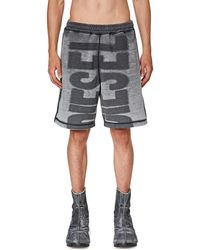 DIESEL - Sweat Shorts With Burn-out Logo - Lyst