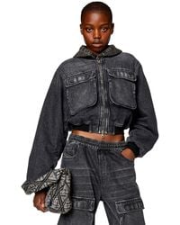DIESEL - Giacca cropped in denim 100% cotone - Lyst