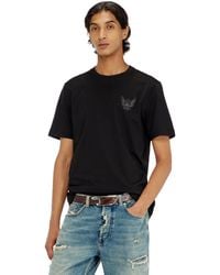 DIESEL - Cotton T-Shirt With Chest Logo Motif - Lyst