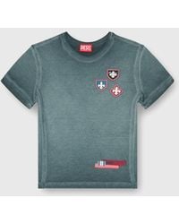 DIESEL - T-Shirt With Patches And Microwaffle Sides - Lyst