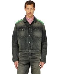 DIESEL - Trucker Jacket With Striped Shoulder Bands - Lyst