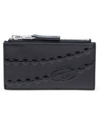 DIESEL - Leather Card Holder With Embossed Chain Motif - Lyst