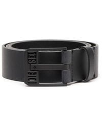 DIESEL - Leather Belt With Star Logo Buckle - Lyst