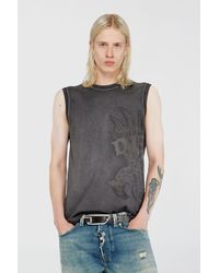 DIESEL - Sleeveless Jersey Top With Embossed Graphics - Lyst
