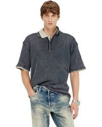 DIESEL - Mesh-Jacquard Polo Shirt With Phoenix Print - Lyst