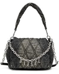 DIESEL - Charm-D M-Schultertasche Aus Steppdenim - Lyst