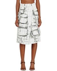 DIESEL - Denim Midi Skirt With Peel-Off Effect - Lyst