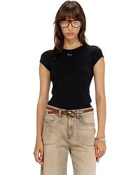 DIESEL - T-Shirt With Cut-Out Embroidered Logo - Lyst