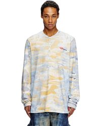 DIESEL - Henley Top With Camo Print - Lyst