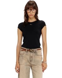 DIESEL - T-Shirt With Cut-Out Embroidered Logo - Lyst