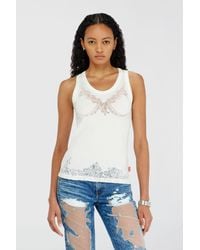 DIESEL - Tank Top With Devoré Lace Effect - Lyst