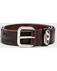DIESEL - 3.9Cm Logo-Plaque Wrinkled Leather Belt - Lyst