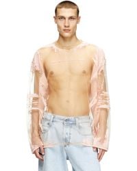 DIESEL - Long-sleeve Nylon T-shirt With Lyrics Print - Lyst