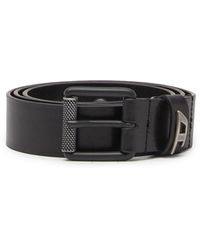 DIESEL - Shiny Leather Belt With Logo Loop - Lyst