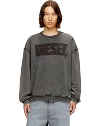 DIESEL - Cotton Sweatshirt With Appliqué Logo - Lyst