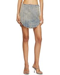 DIESEL - Denim Mini Skirt With Raw Edge Details - Lyst