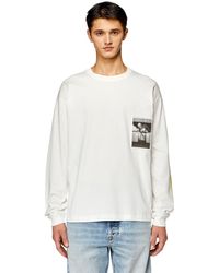 DIESEL - Long-sleeve T-shirt With Raw-cut Patches - Lyst